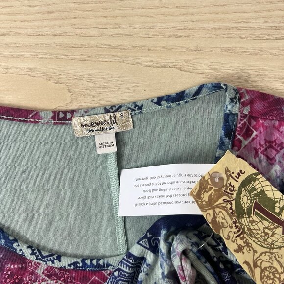 ONE WORLD Brushed Knit Tunic Top Sizes XS S Medium Studded Sharkbite Hi Low Hem - Picture 6 of 10